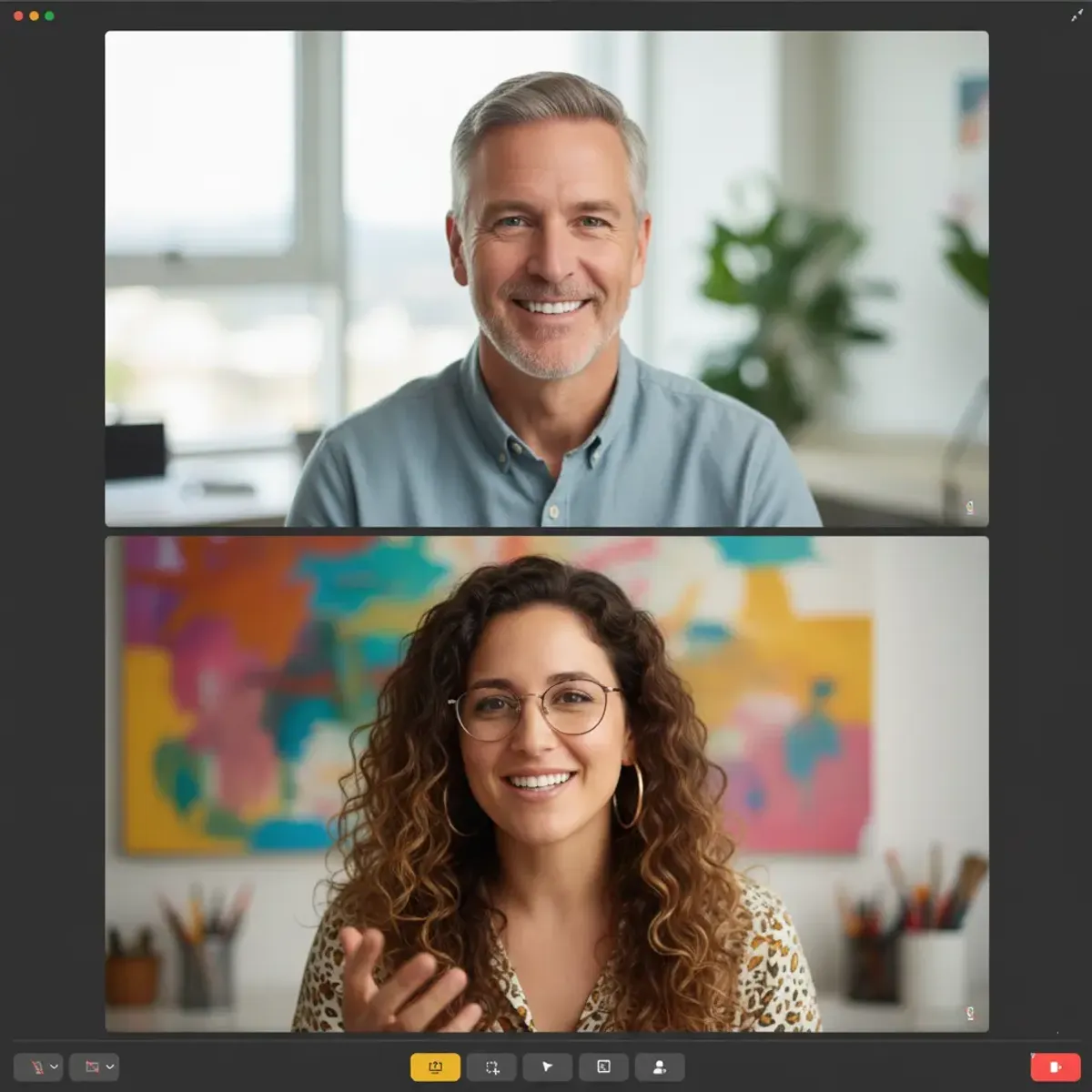 A business coach and business person exchanging ideas